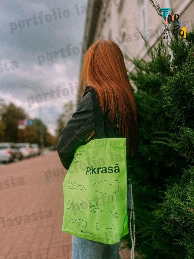 Торбинка щільна котонова лайм кольору без друку