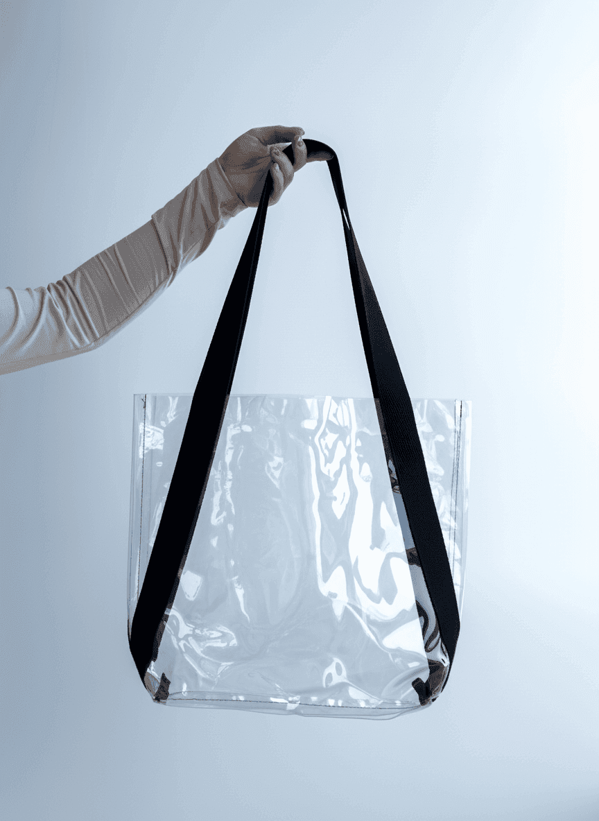 Прозрачный ПВХ тоут с прочными ручками-стропами для покупок