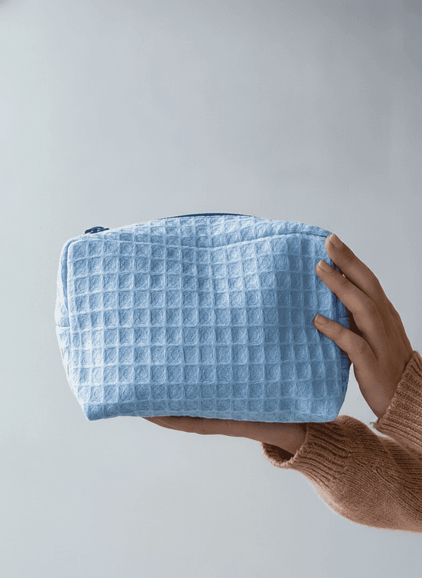 Waffle Weave Travel Makeup Bag