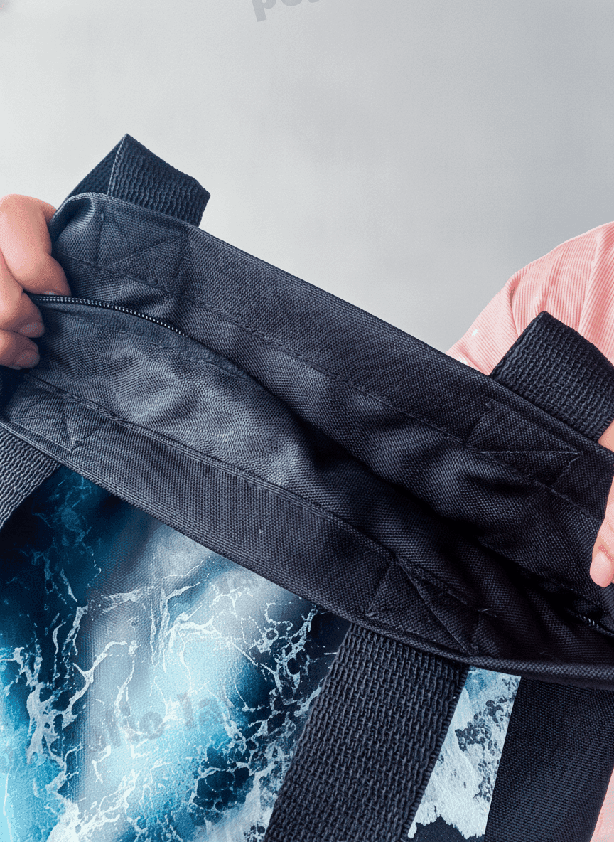 Black Oxford fabric bag with exterior pocket