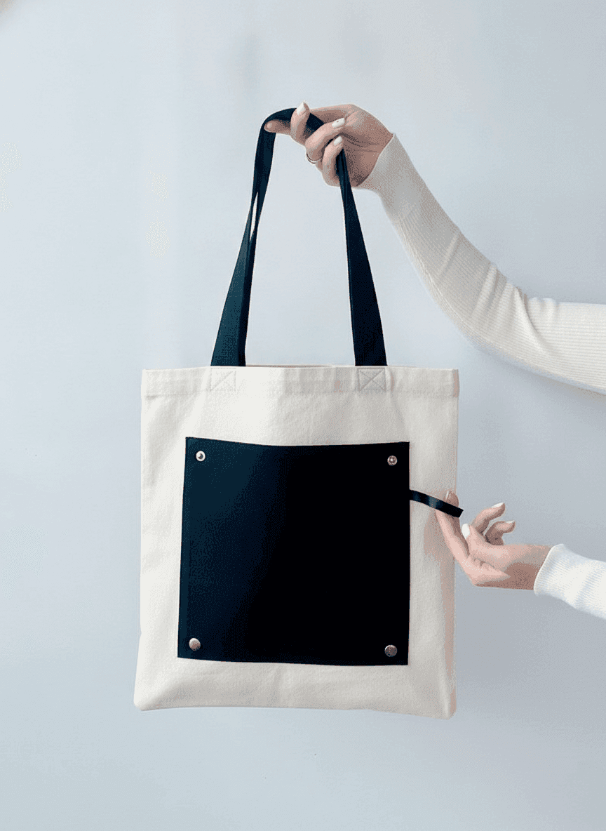 Light Beige Convertible Panama Straw Tote, Black Handles
