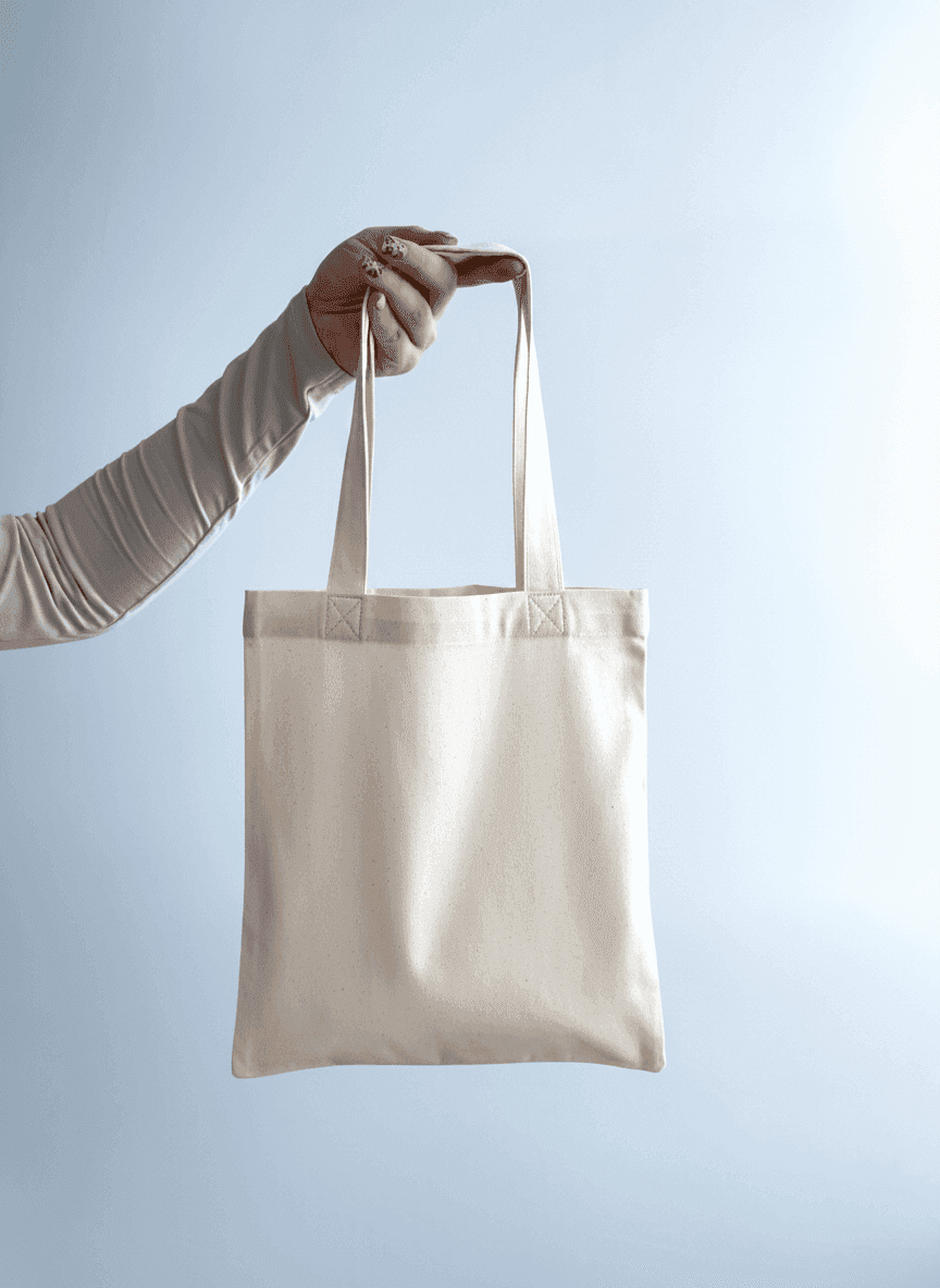 Шопер з бязі з плечовими тканинними ручками для покупок