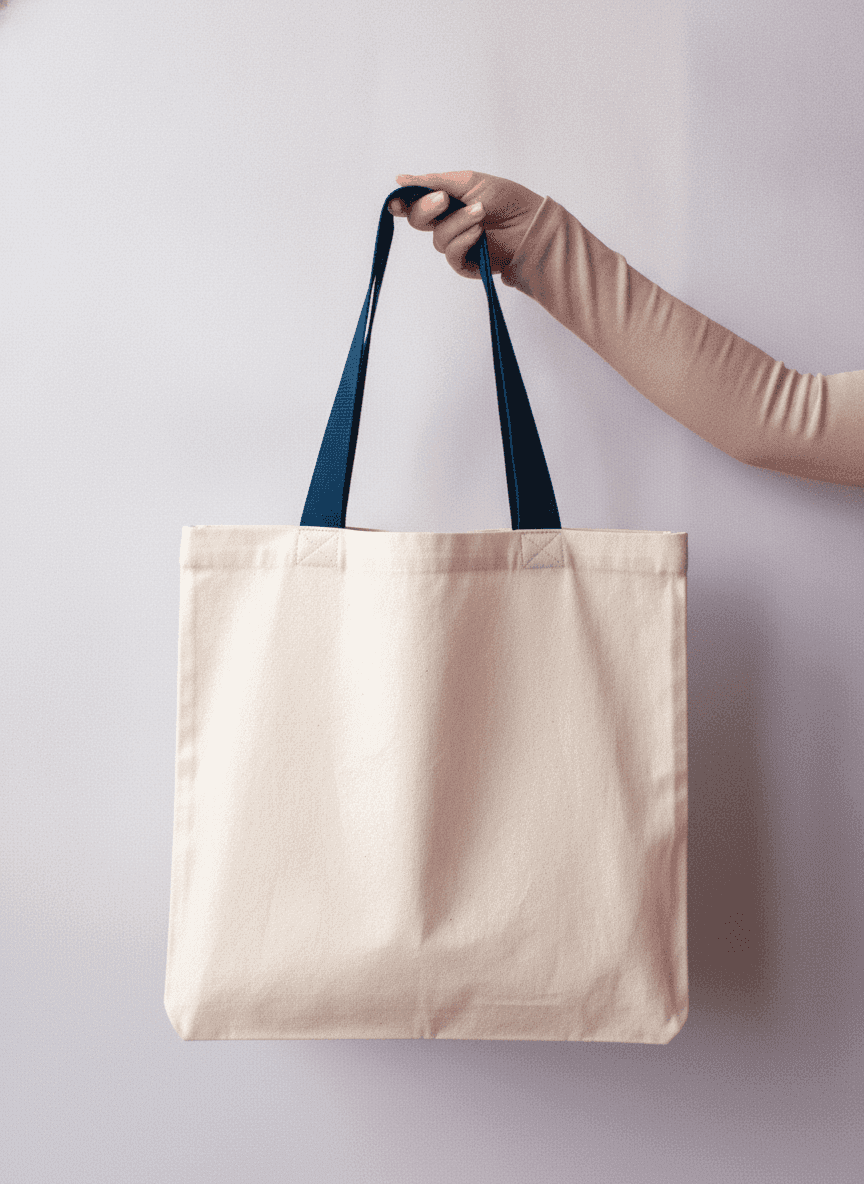 Eco-Material Tote Bag with Pockets & Long Handle