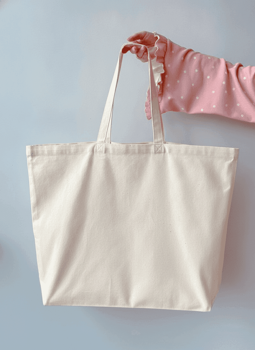 Large Semi-Panama Shopping Tote Light Beige