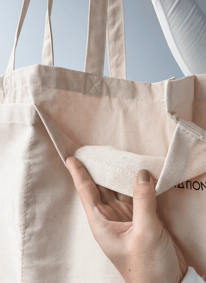 Шопер из саржи натурального хлопка с тканевыми ручками — элегантный экологичный аксессуар для покупок и ежедневного использования без печати размер: 50см х 35см х 14см