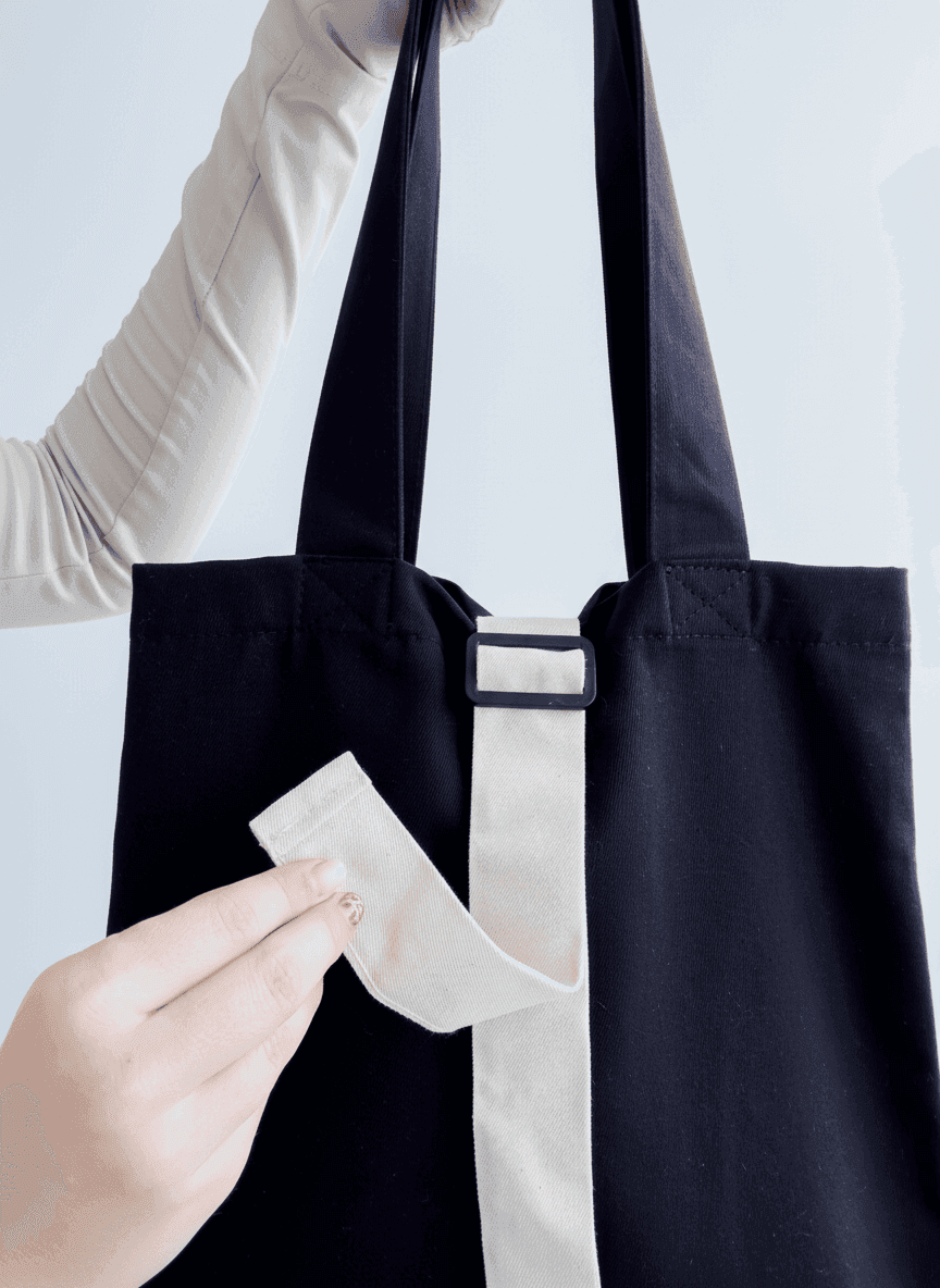 Шоппер из хлопковой саржи с черными ручками для покупок