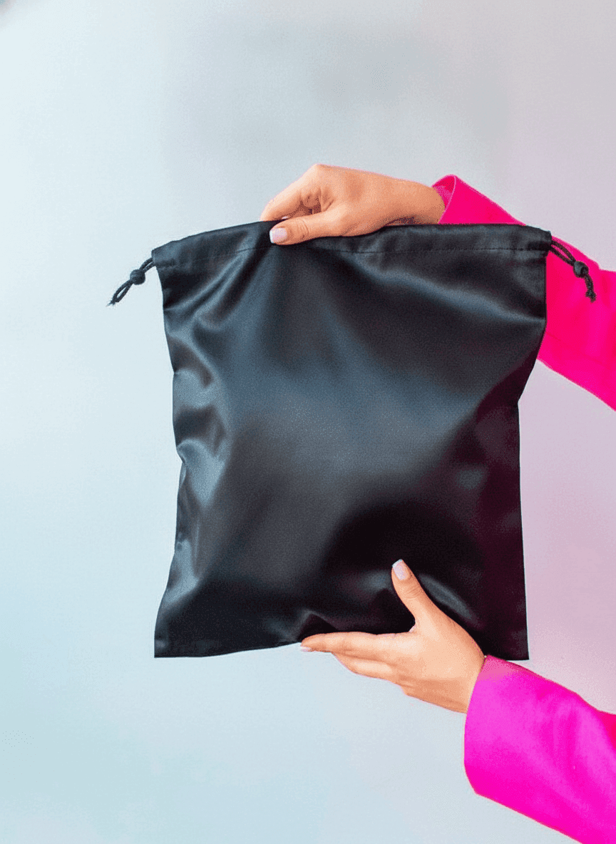 Black Satin Drawstring Pouch