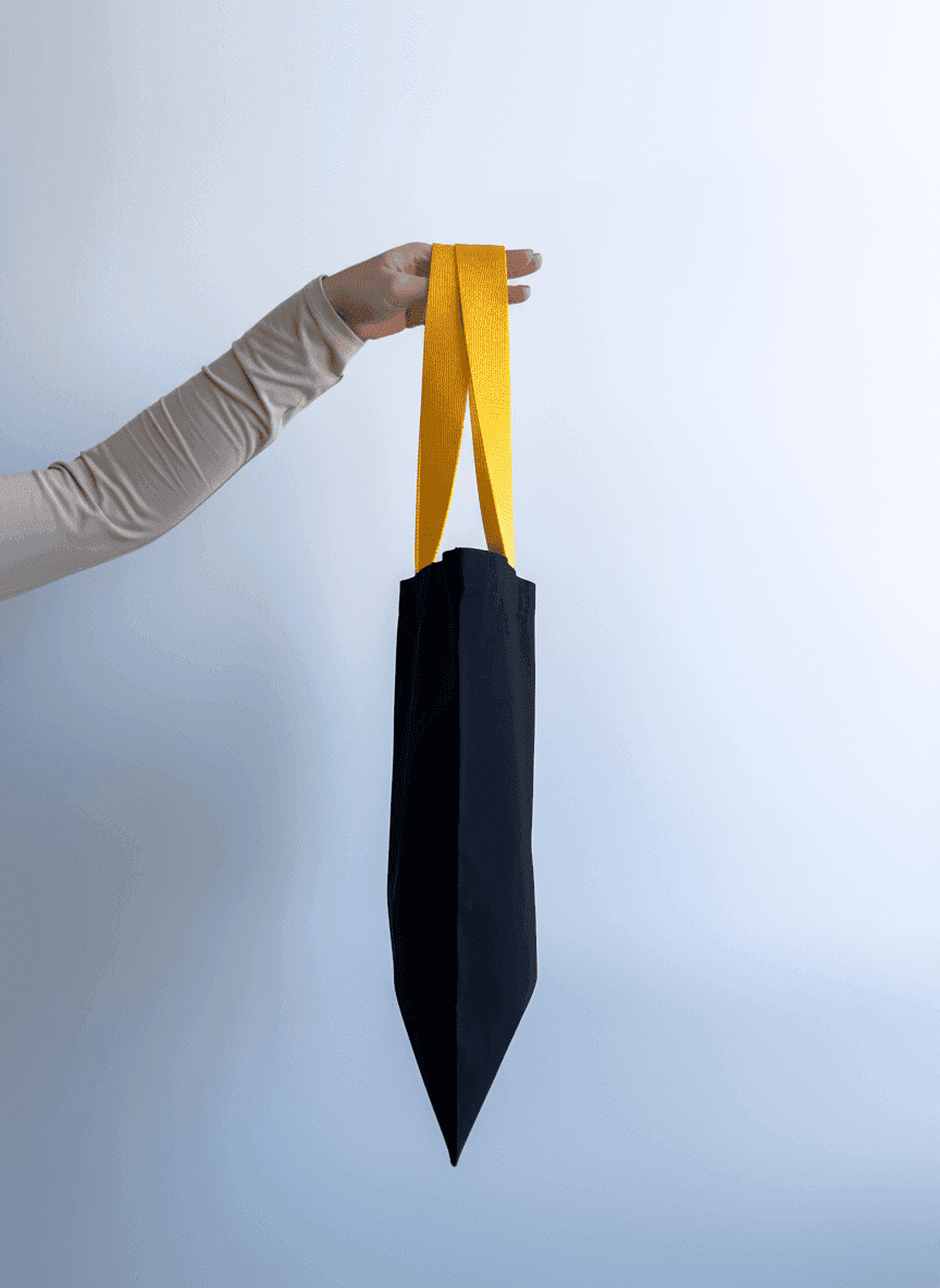 Шопер із бавовняної саржі з жовтими ручками для покупок