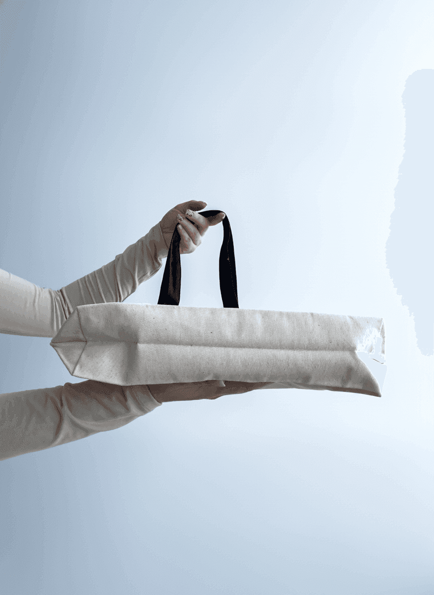 Книжний шопер із саржі для покупок з чорними ручками