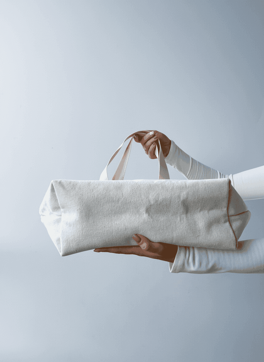 Шопер трапеция из фильтрканваса, нашивные ручки для покупок