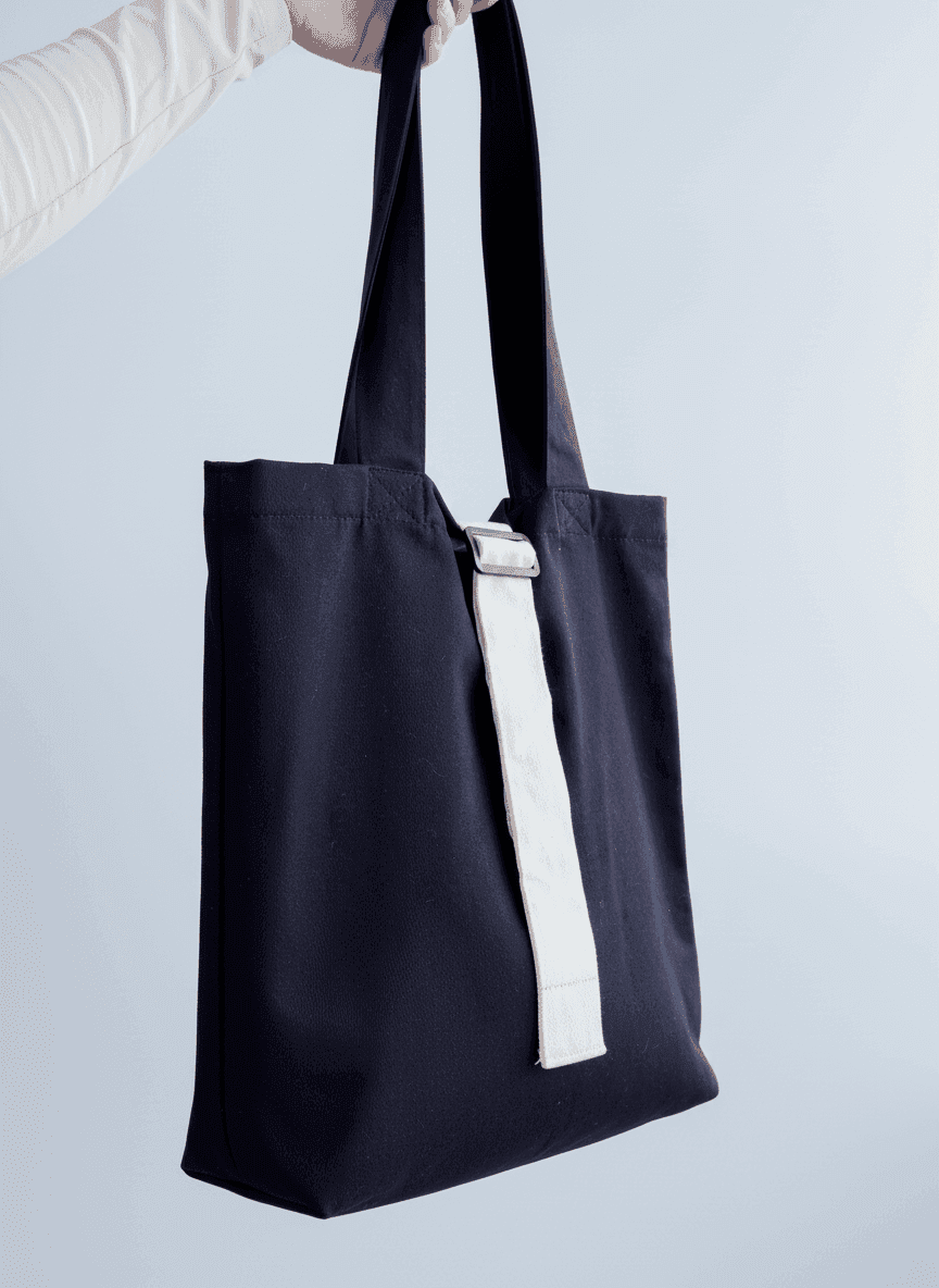 Шоппер из хлопковой саржи с черными ручками для покупок