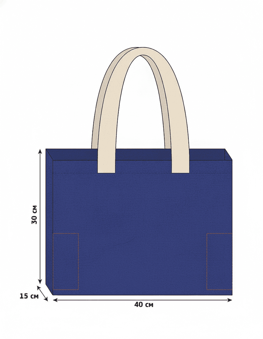 Large Blue Fabric Tote with Boot Charm