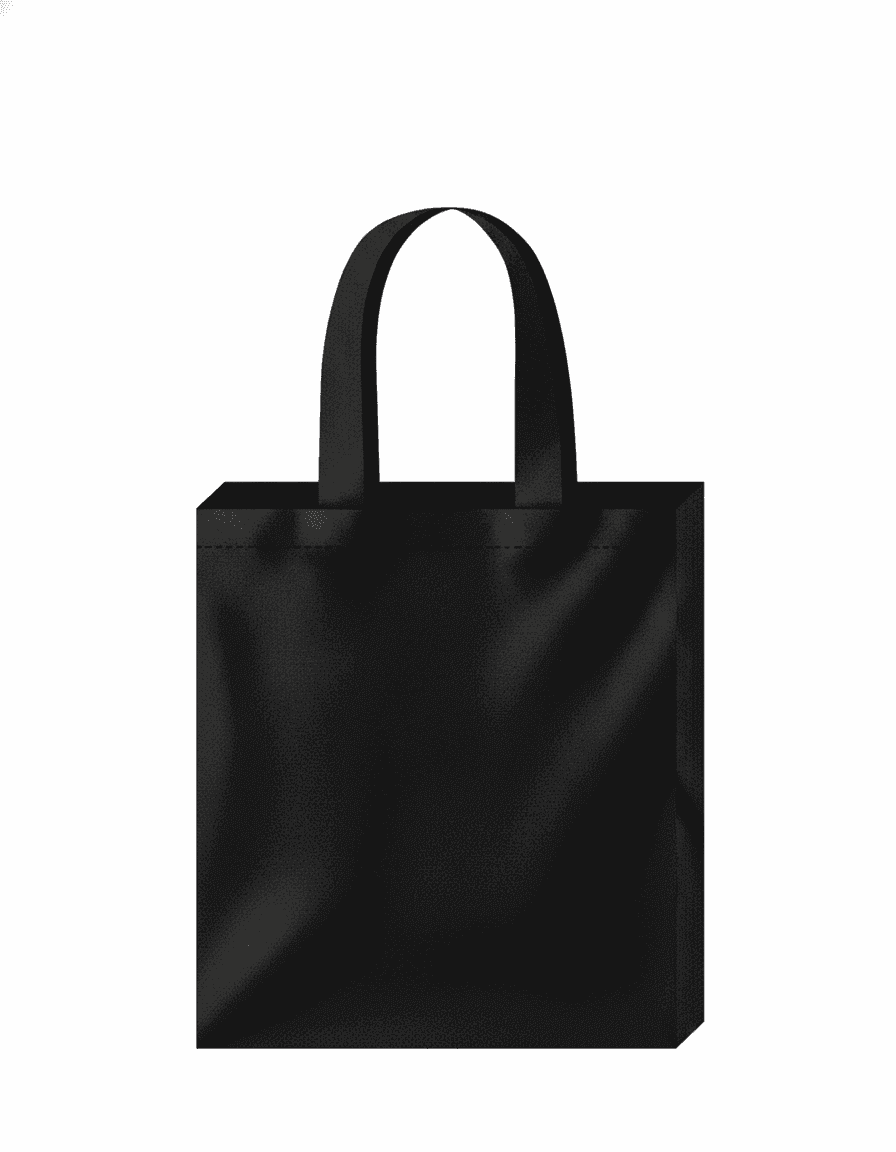 Black Twill Tote with Double Handles