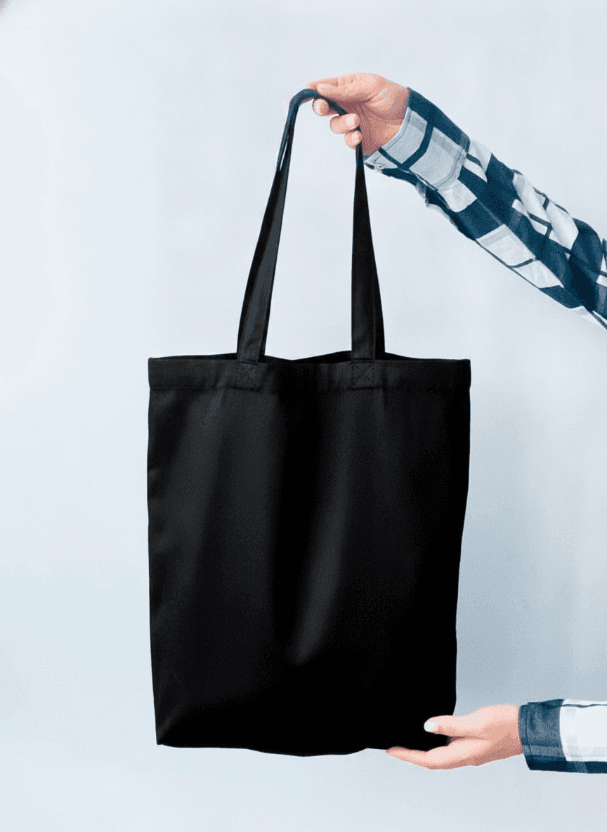 Black Satin Tote Bag