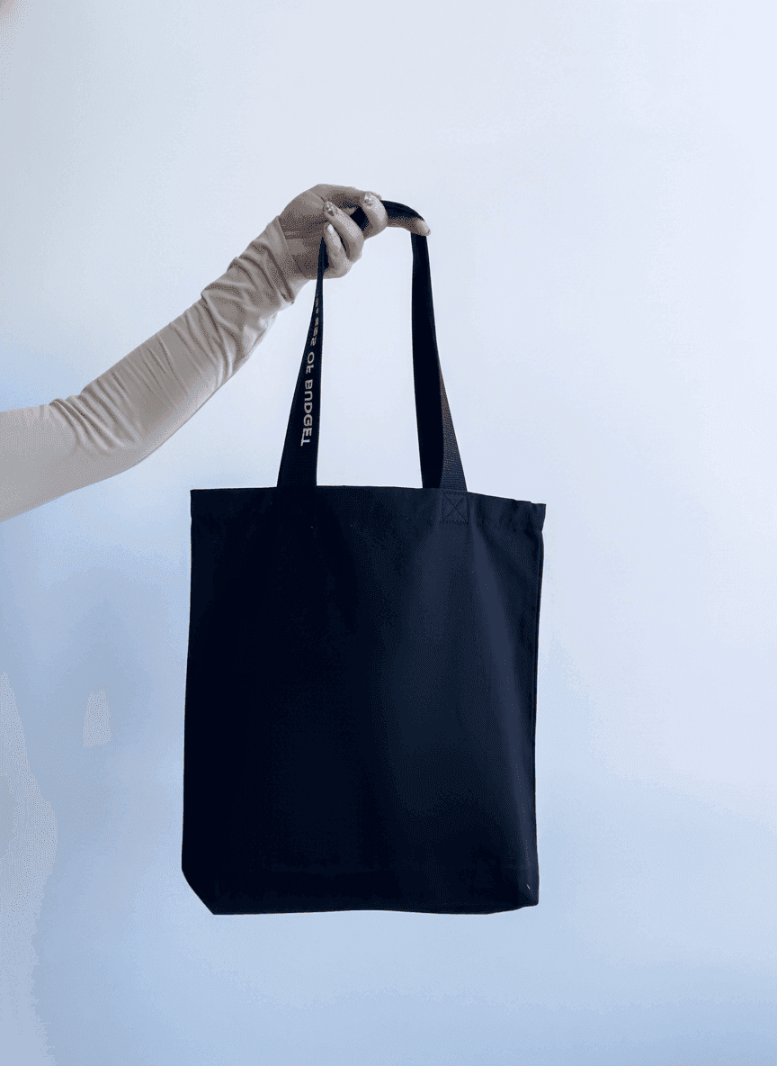 Шопер із бавовняної саржі, довгі ручки, подвійне дно