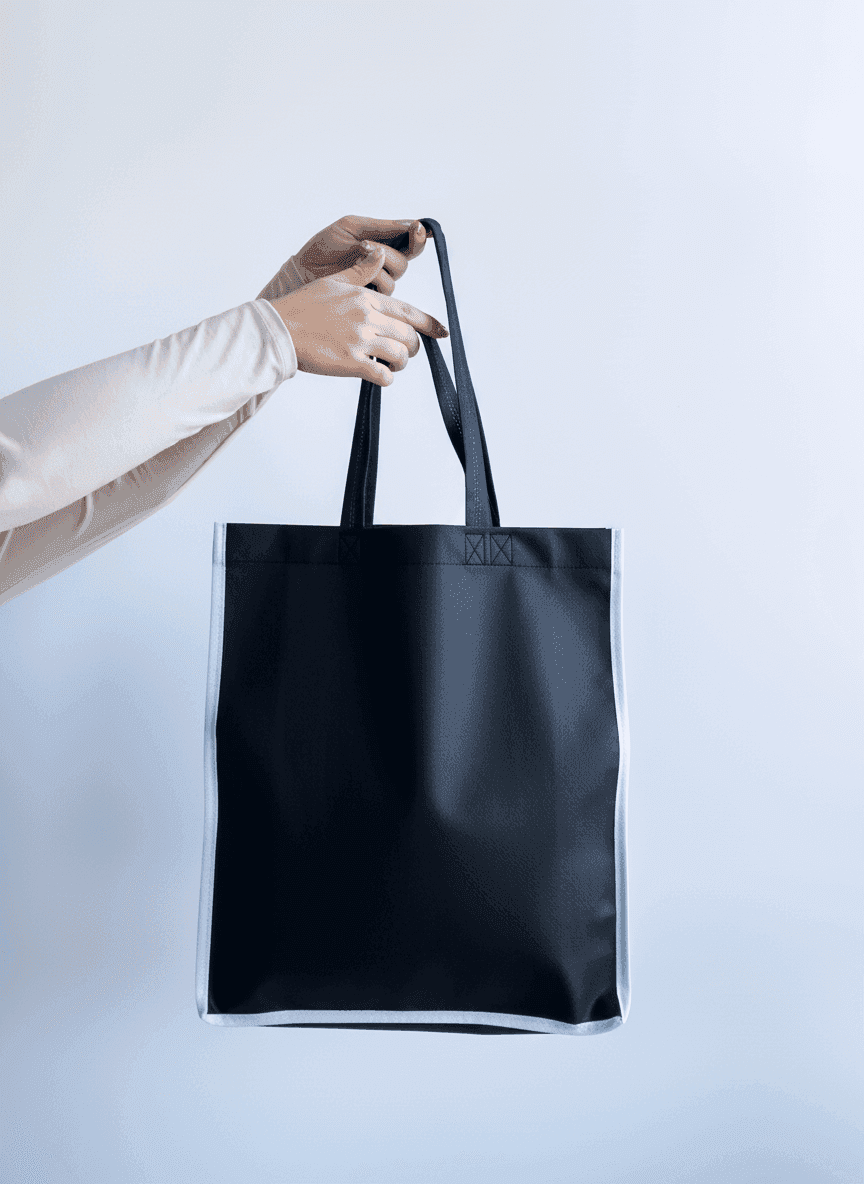 Шопер зі спанбонду з подвійними чорними ручками для покупок