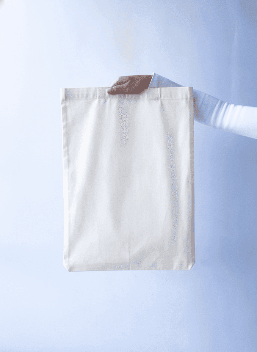Beige Cotton Reusable Drawstring Bag
