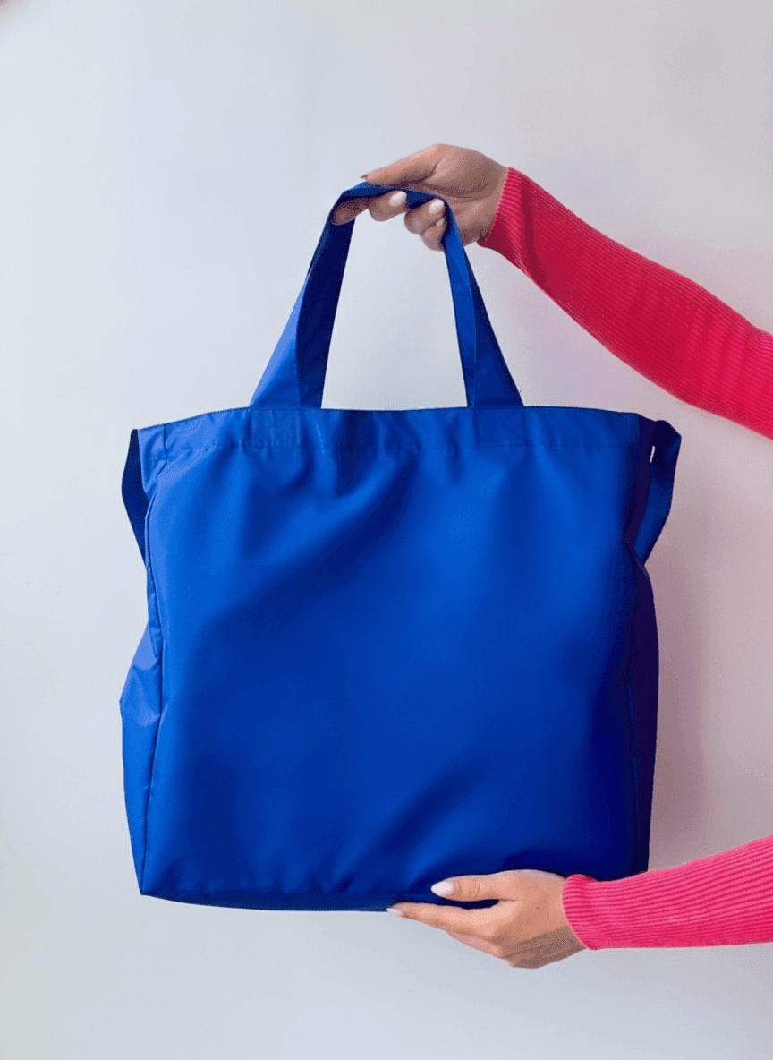 Water-Resistant Nylon Crossbody Tote with Side Panels