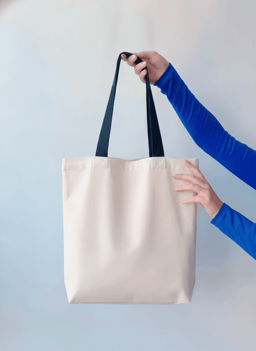 Tote Bag with Exterior Pocket & Long Green Strap