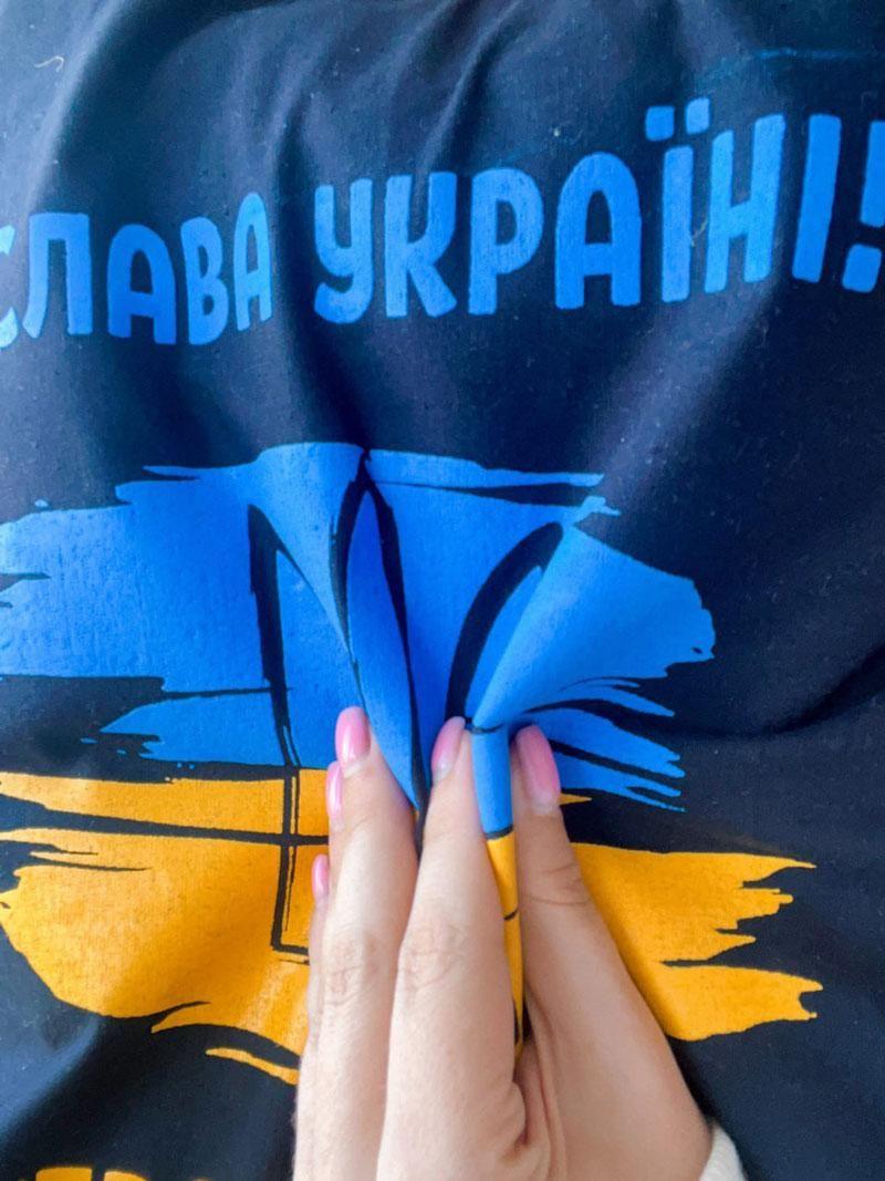 Шопер из бязи "Слава Украине" с печатью Черный Размер: 35см х 38см