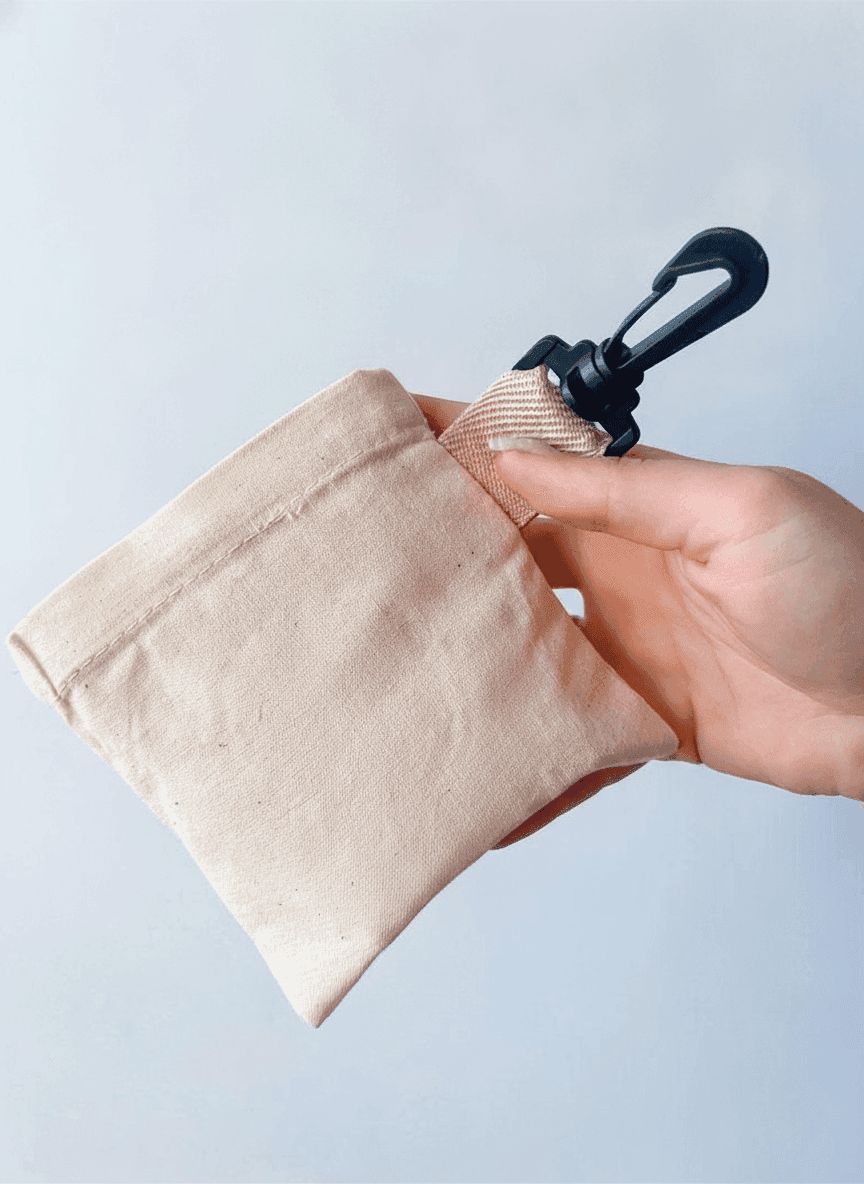 Tote Bag with Built-In Handles & Carabiner Pocket