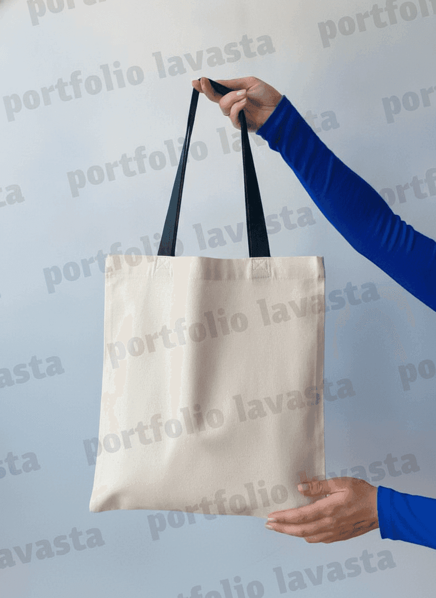 Tote Bag with Black Handles, Midweight Fabric