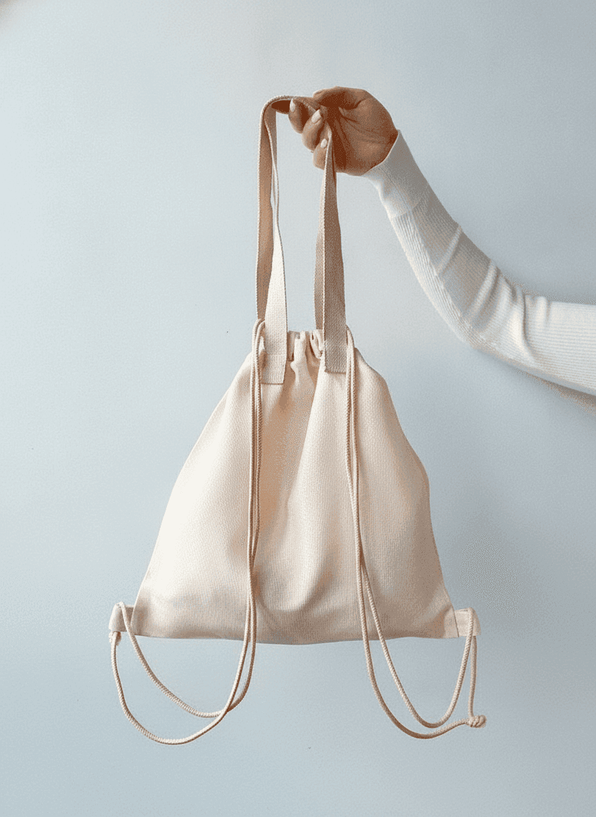 Light Beige Panama Fabric Backpack