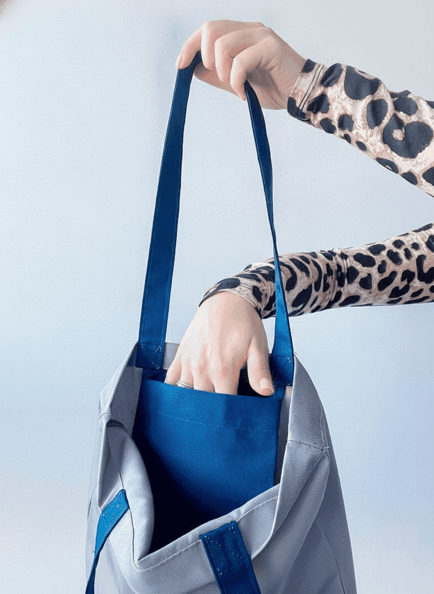 Two-Tone Heavy Cotton Tote with Colored Bottom