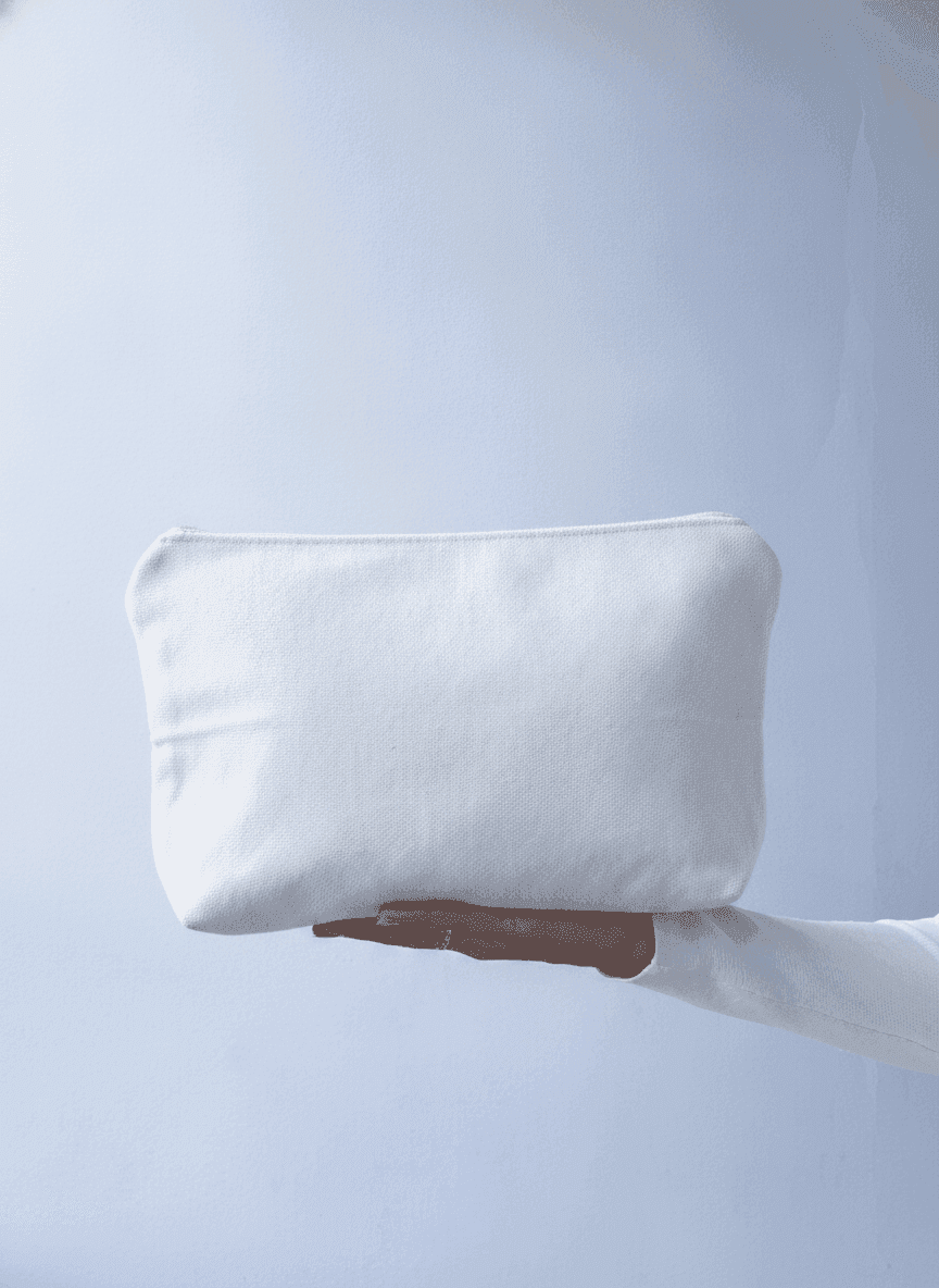 Canvas makeup bag with zipper