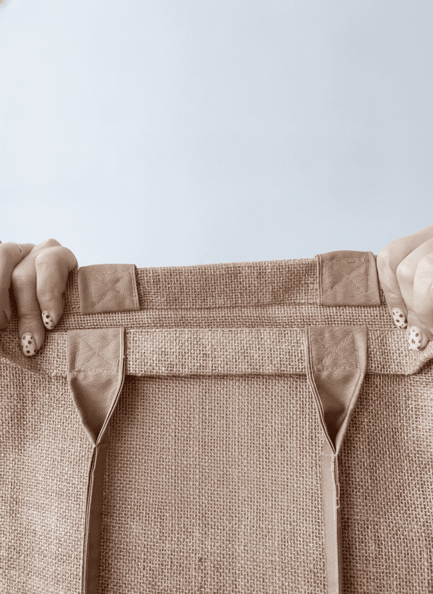 Jute & Laminated Burlap Tote with Rope Handles