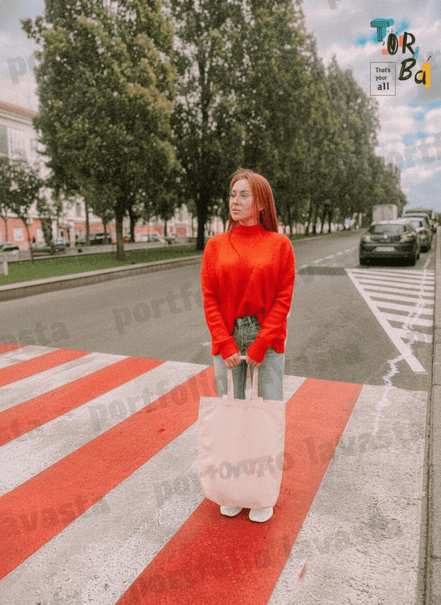 Large Midweight Cotton Tote Bag with Flat Bottom