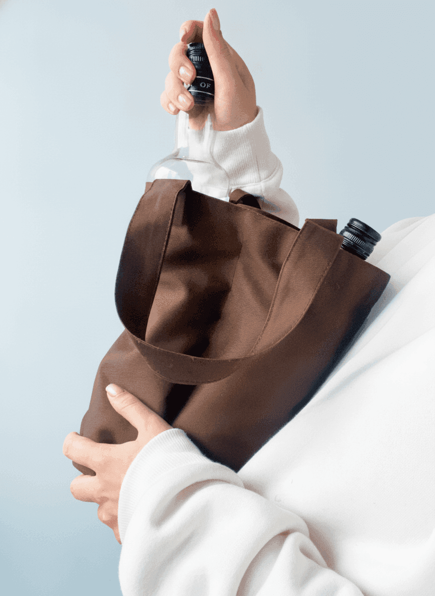Heavy Cotton Double Bottle Tote Bag