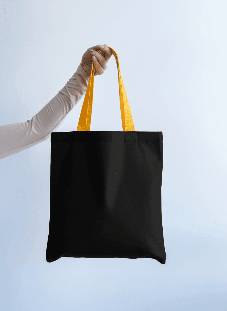 Шопер із бавовняної саржі з жовтими ручками для покупок