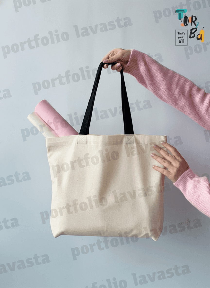 Heavy Cotton Tote Bag with Long Handles