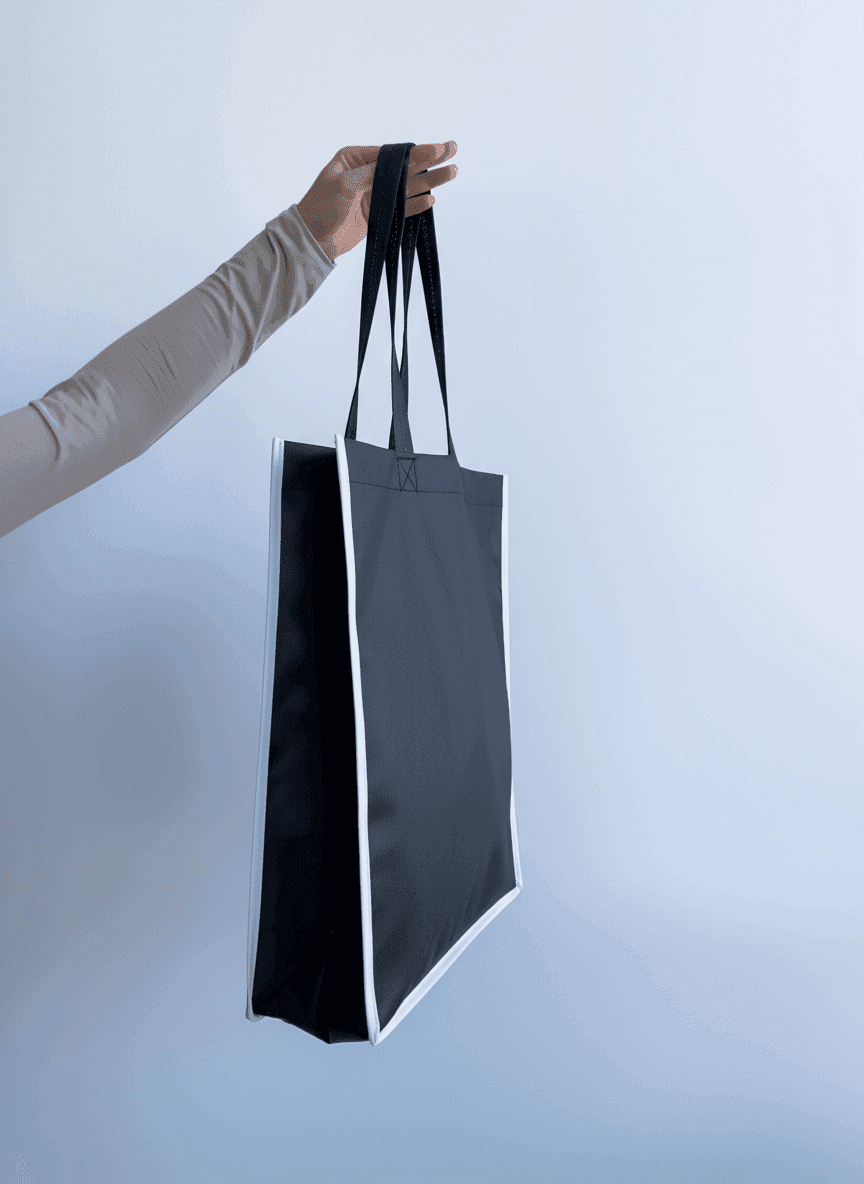 Шопер зі спанбонду з подвійними чорними ручками для покупок