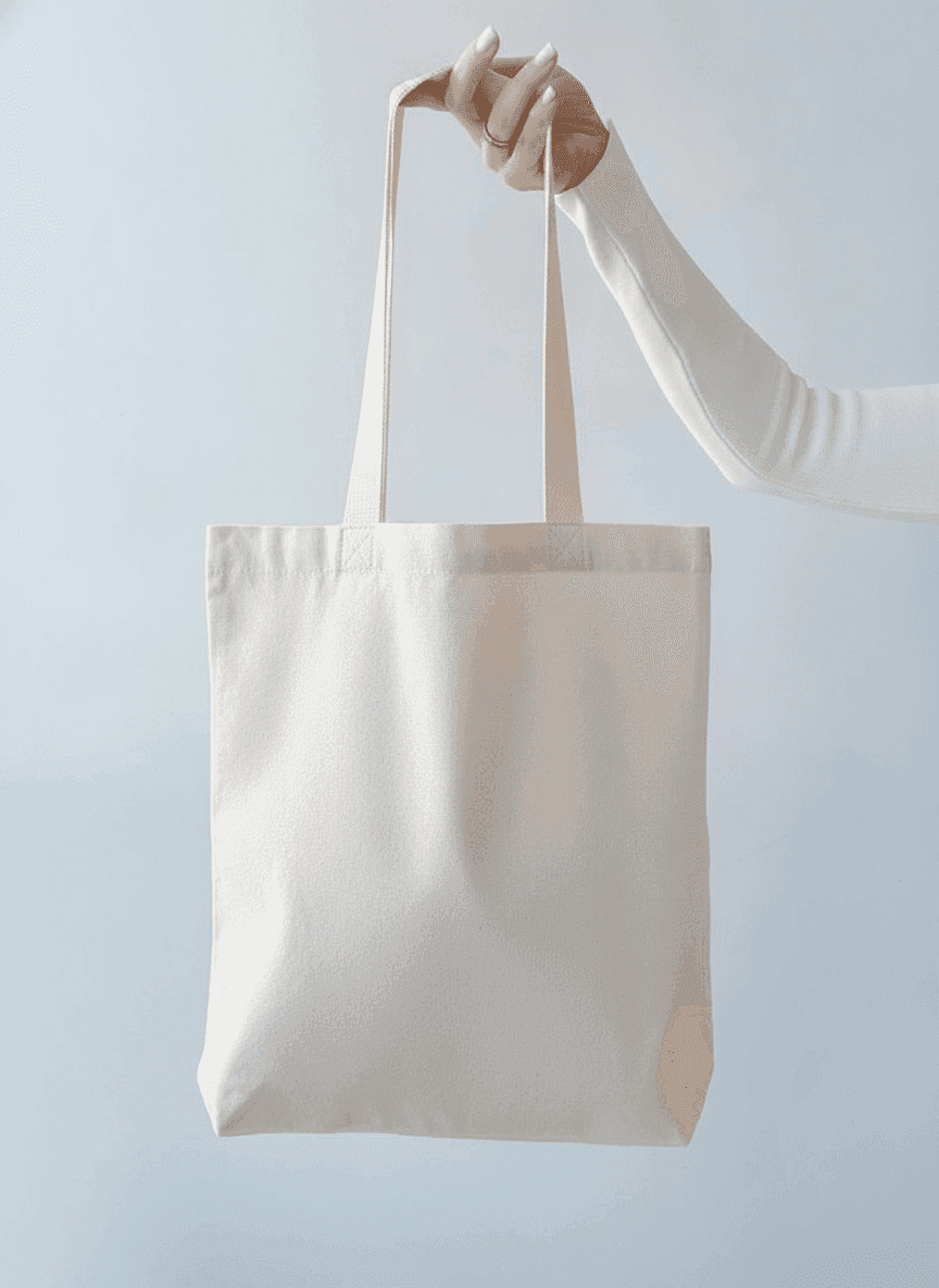 Natural Fabric Tote Bag with Flat Bottom