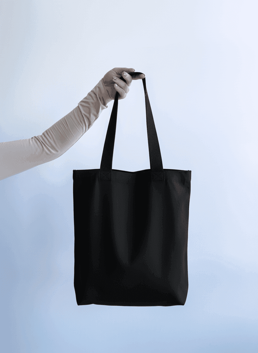 Шопер із бавовняної саржі, довгі ручки, подвійне дно