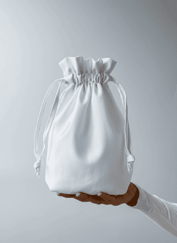 Мішечок-кісет із двонитки напівпанама (бавовна середньої щільності), білий відбілений — преміальний багатоцільовий мішечок із шнурівкою для подарунків і зберігання без друку розмір: 25см х 30см x 18.5см