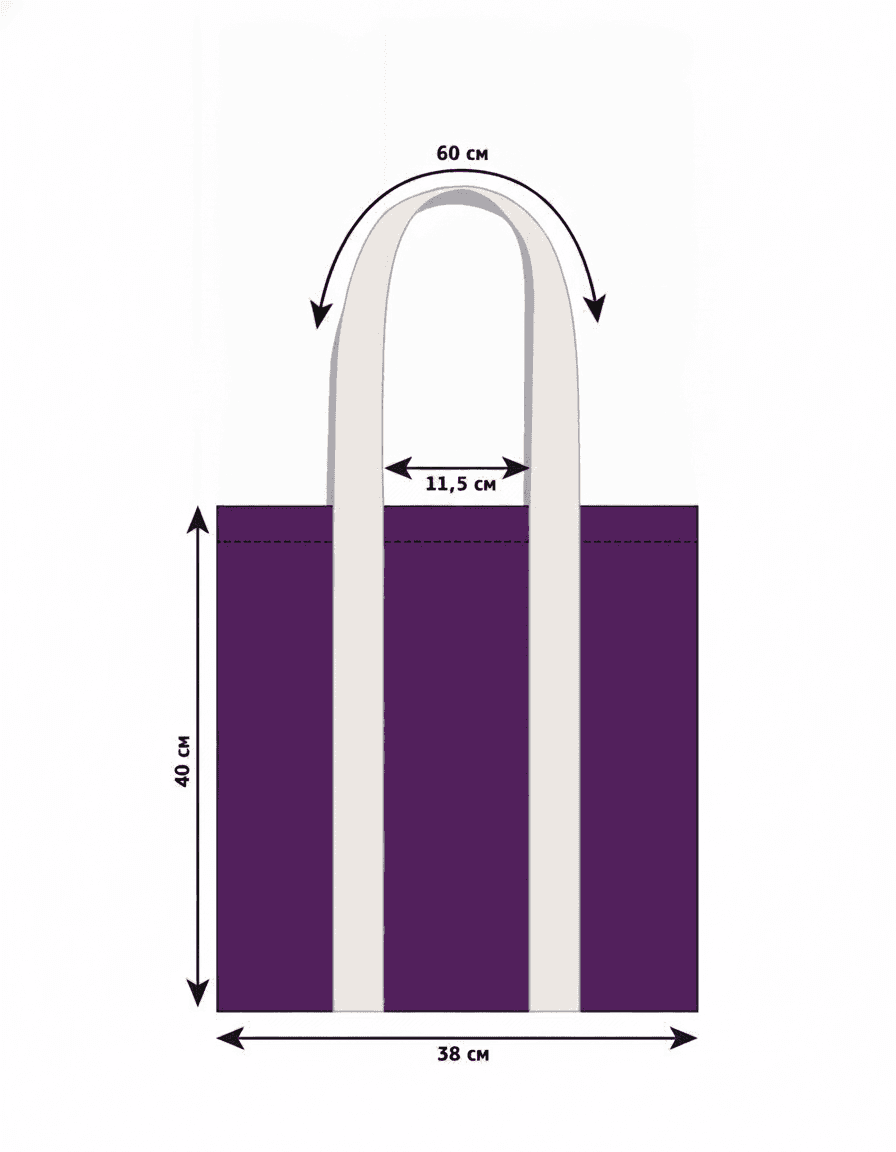 Blue Twill Tote with Beige Handles