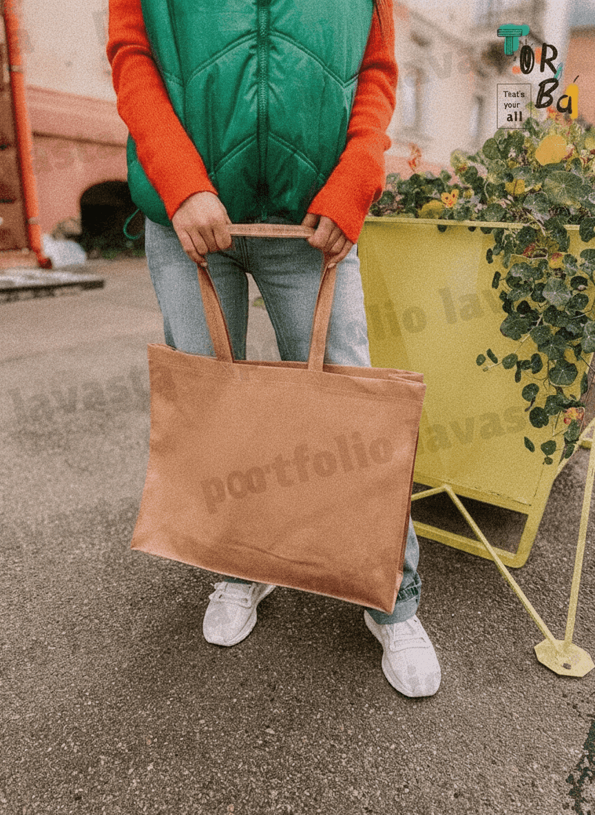 Beige Non-Woven Tote Bag with Inserts