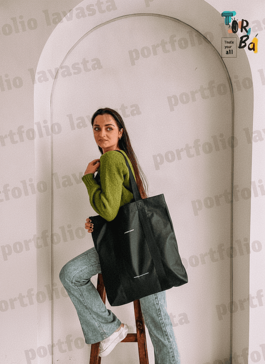 Lavasta Tote Bag with Panels & Sewn-On Handles