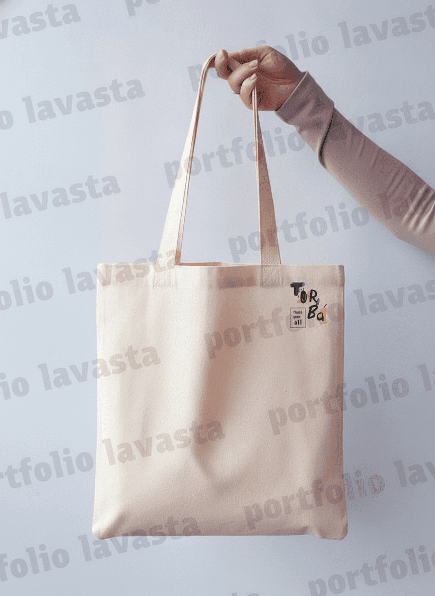 Eco tote bag with ribbon handles