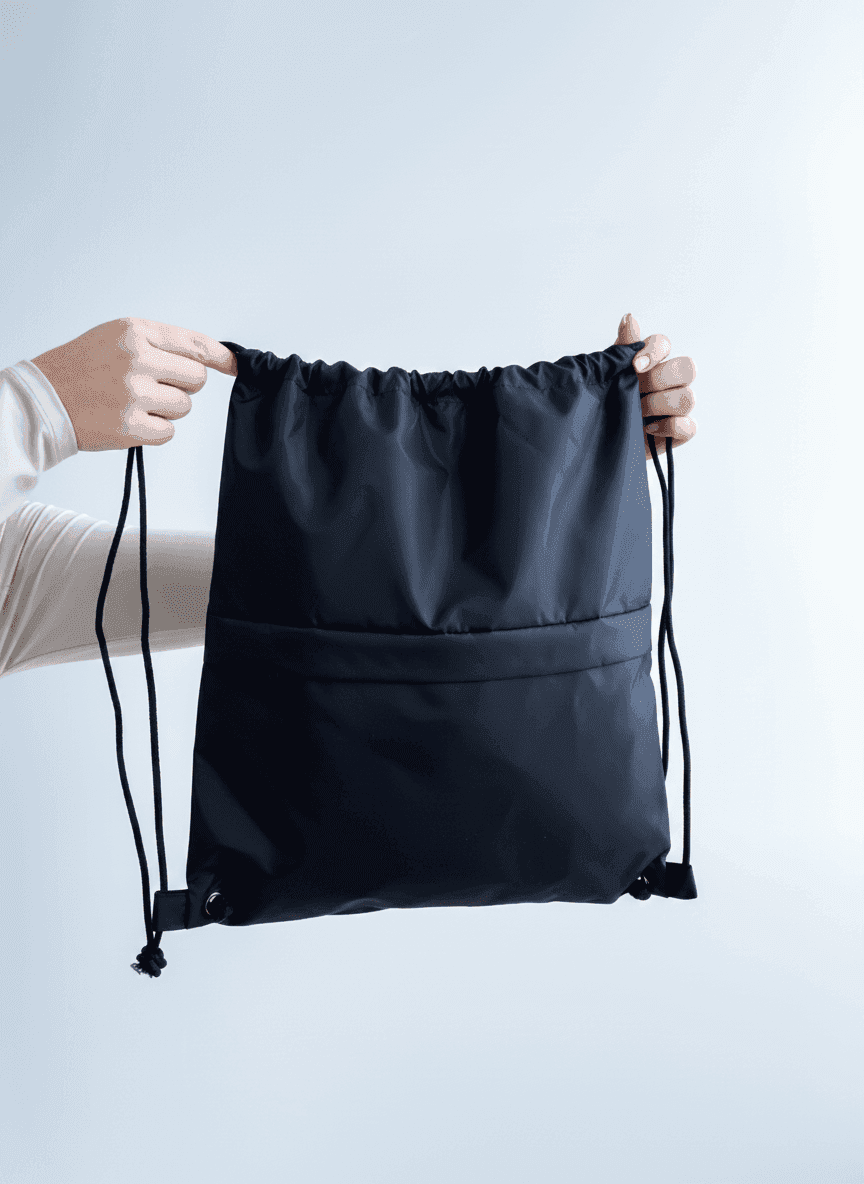 Плоский рюкзачок на шнурках з плащівки й оксфорду для промо