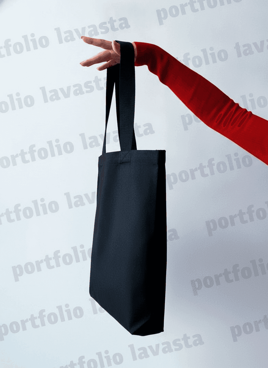 Black Heavy-Duty Cotton Flat-Bottom Tote Bag