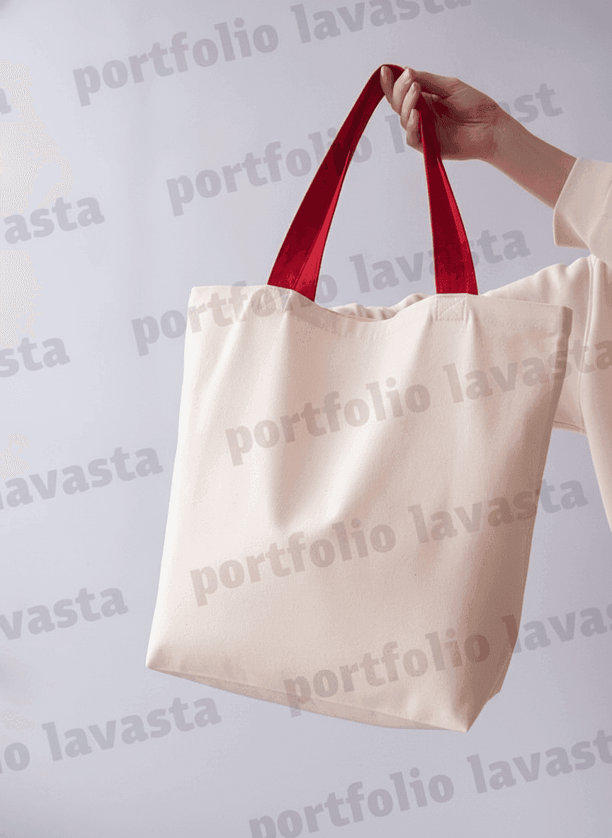 Light Tote Bag with Decorative Handles & Red Bow
