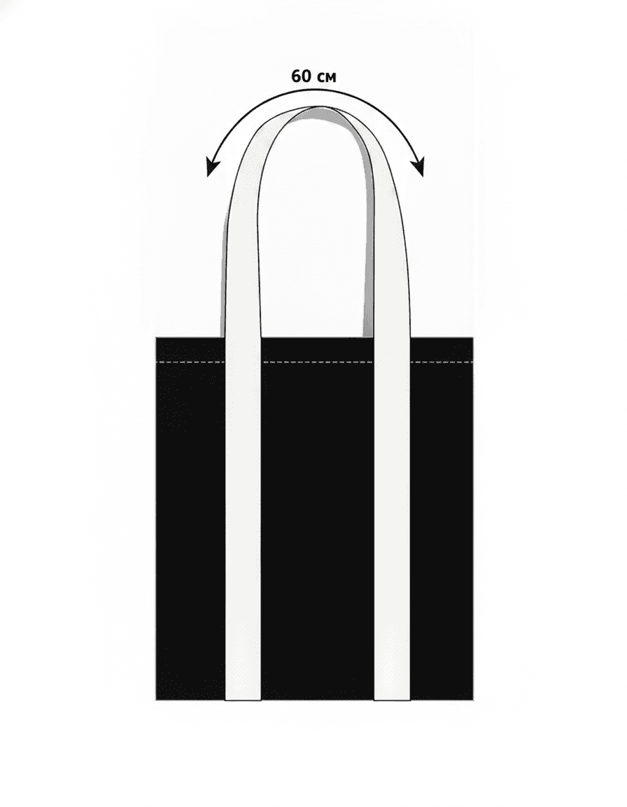 Black twill tote bag with white patches