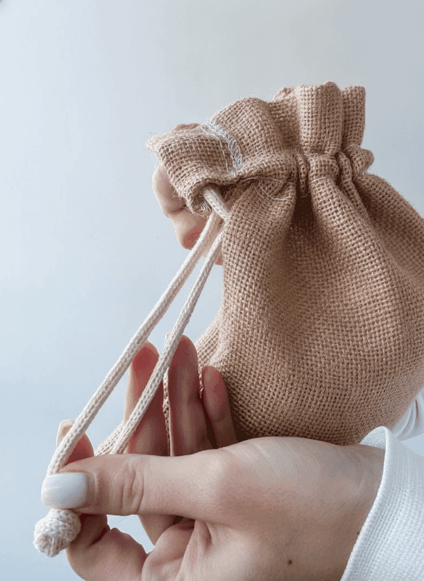 Natural Burlap Drawstring Pouch