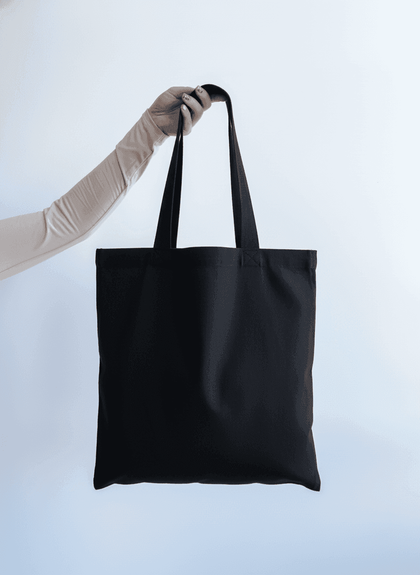 Шопер из хлопковой саржи с черными ручками для покупок