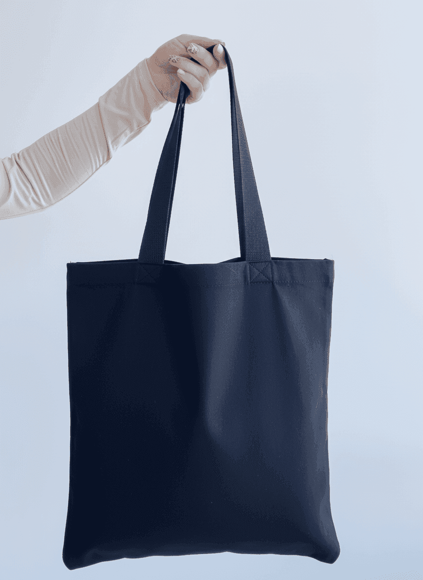 Шопер из хлопковой саржи с черными ручками для покупок