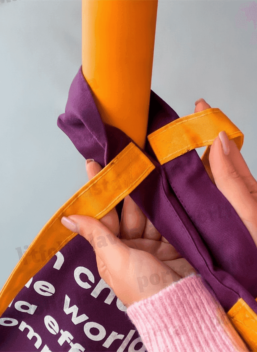 Heavyweight Cotton Tote Bag, Purple with Yellow Handles